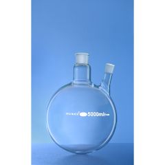 Flask Round Bottom Centre Neck 34:35 One Angled Side Neck 19:26 Interchangeable Joint 5000 ML